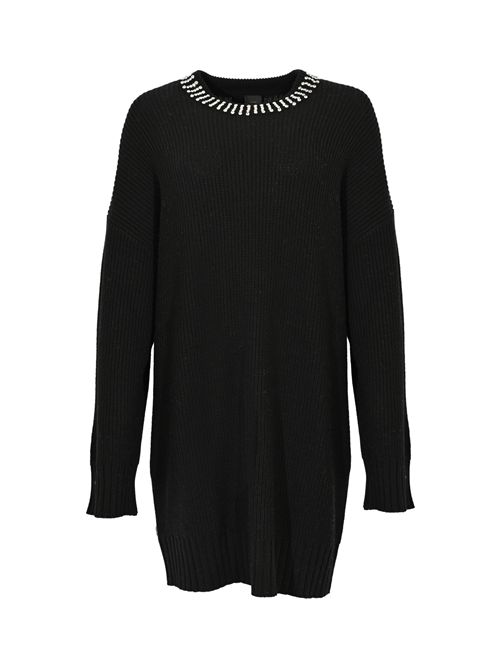 Abito Ask in maglia di misto lana e cashmere con collo strass Nero PINKO | 105746 A2S4Z99